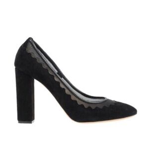 Chloe Suede Black Bridget Lauren Scalloped Pump - Size 39